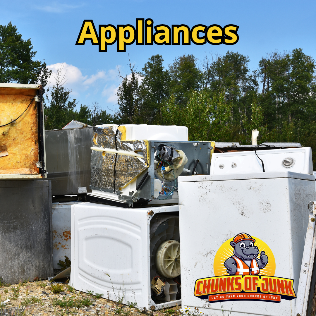 Old dirty appliances for junk removal.